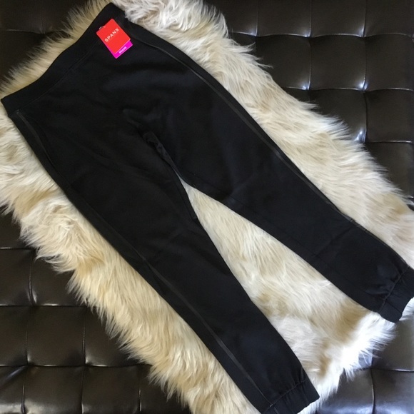 Spanx Faux Leather Detail Track Legging Jogger S - Picture 4 of 7